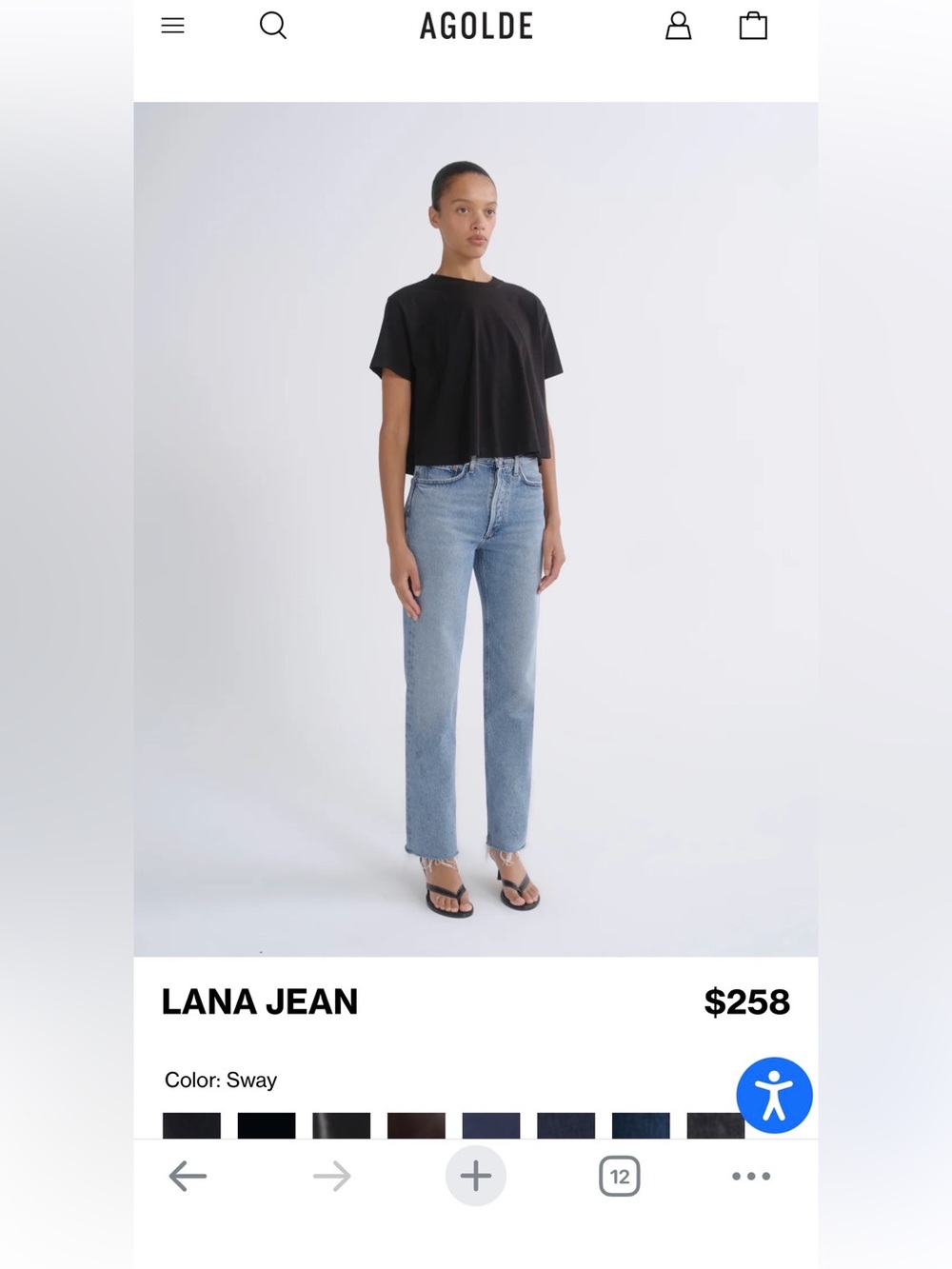A Golde Lana Sway Light Wash jeans button fly raw hem size 28